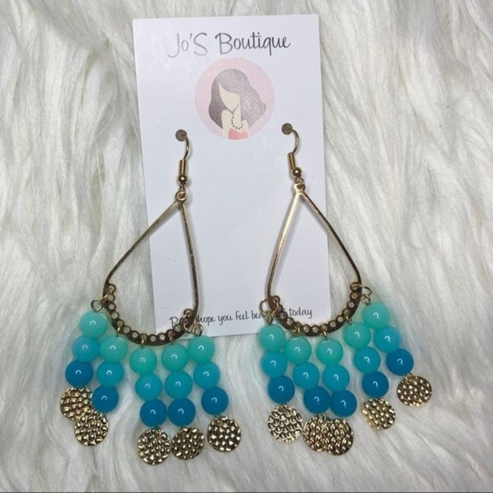Blues mix with gold earrings